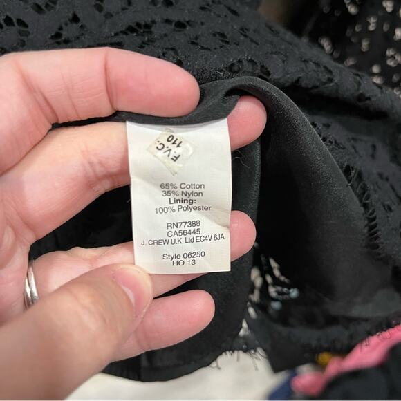 JCrew Factory Black Eyelet Lace Sheer Sleeve Blouse - Picture 2 of 6